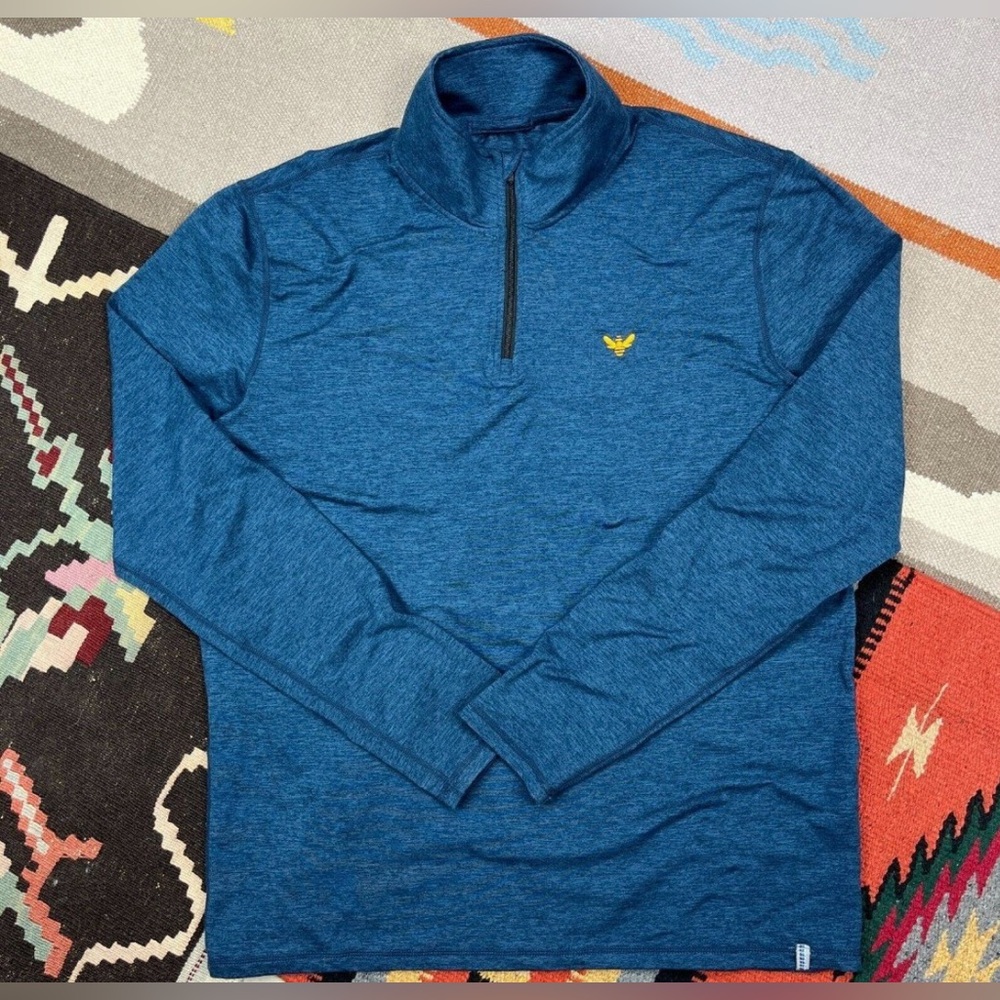 Marine Layer Weekend Sport 1/4 Zip Pullover Long Sleeve Blue Men's Medium